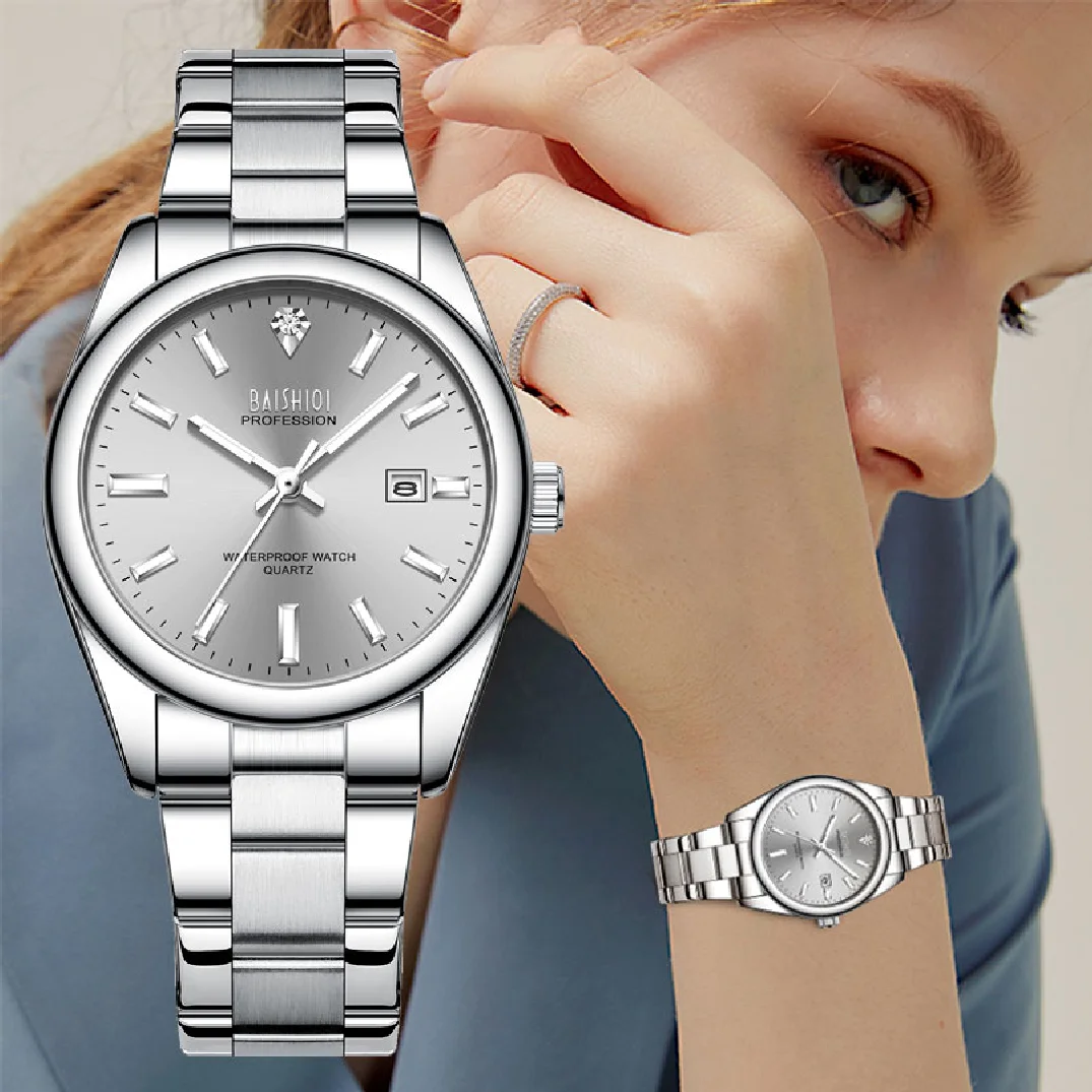 BIDEN Luxury Brand Women Quartz Watch Stainless Steel Fashion Ladies Dress Bracelet Wrist Watches Female Gifts relogio feminino