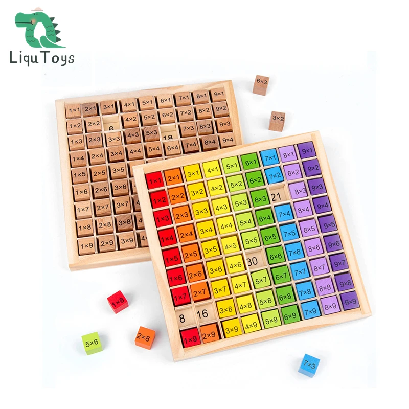

LIQU Wooden Multiplication & Math Table Board Game, Kids Montessori Preschool Learning Toys Gift for Toddlers Aged 3 Years Old