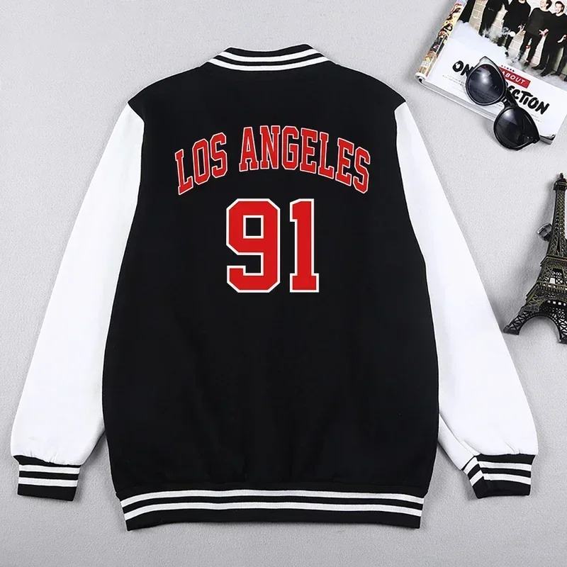 Бейсбольная куртка с принтом алфавита 91 из Лос-Анджелеса мужские Модные Удобные