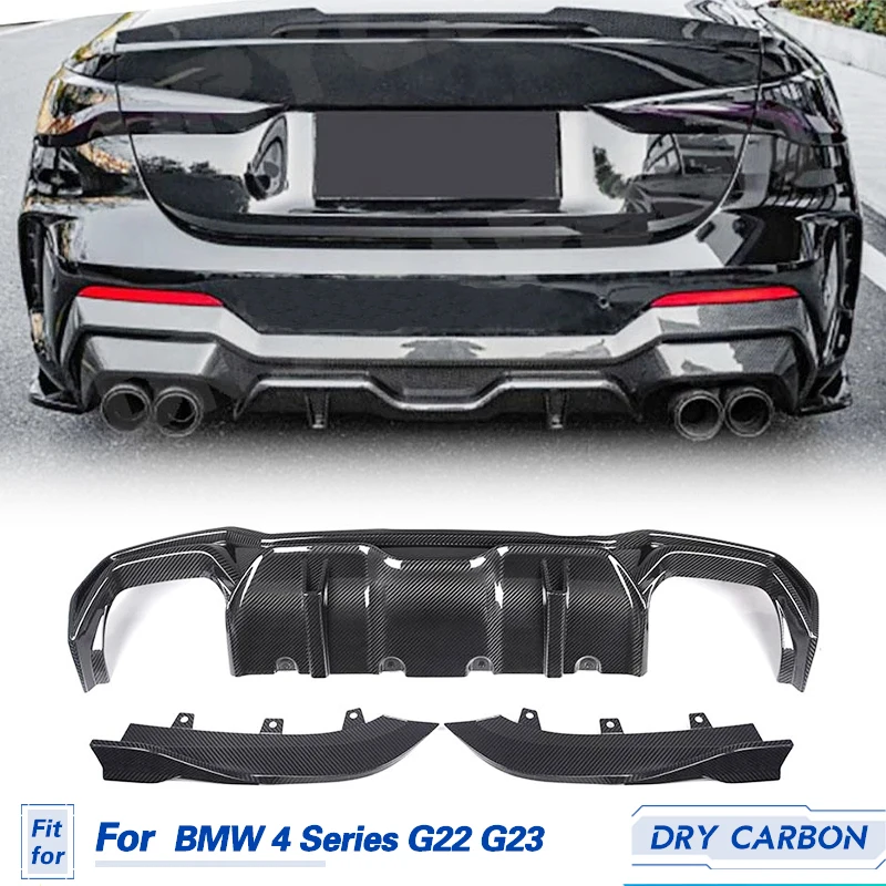 

Car Rear Bumper Diffuser Dry Carbon Fiber For BMW 4 Series G22 G23 Coupe Convertible 2-Door 2021 2022 Racing Rear Diffuser Lip