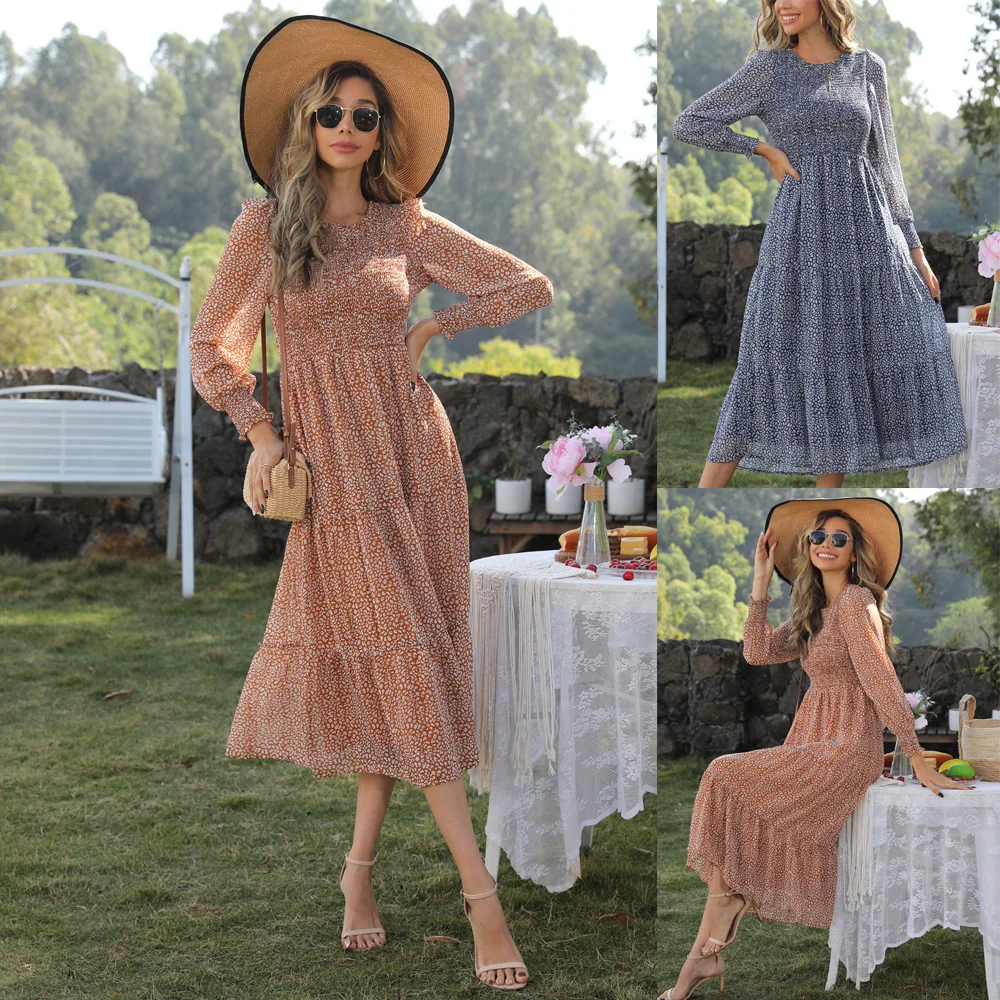 

2022 spring A-line high waist holiday long dress women