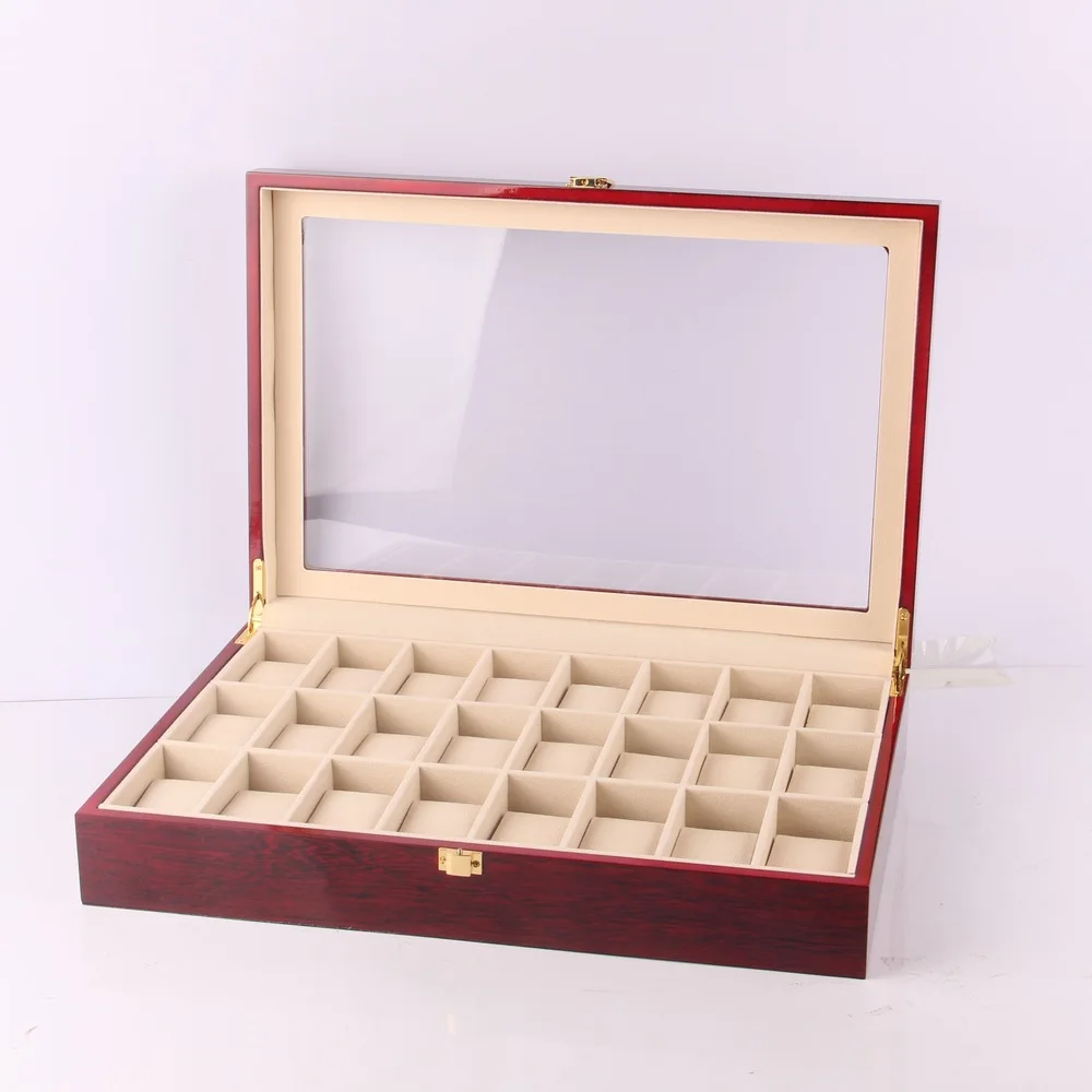 Luxury Large Watch Box Organizer 24 Slots Watch Display Box Wooden Watches Storage Box Pillows Case Wood Gift Free Shipping