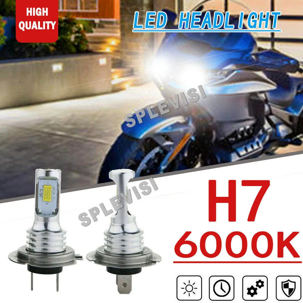 

2x 70W H7 6000K Bright White CSP LED Bulbs Headlight For Honda Goldwing Gl1800 2001-2016 motorcycle led light