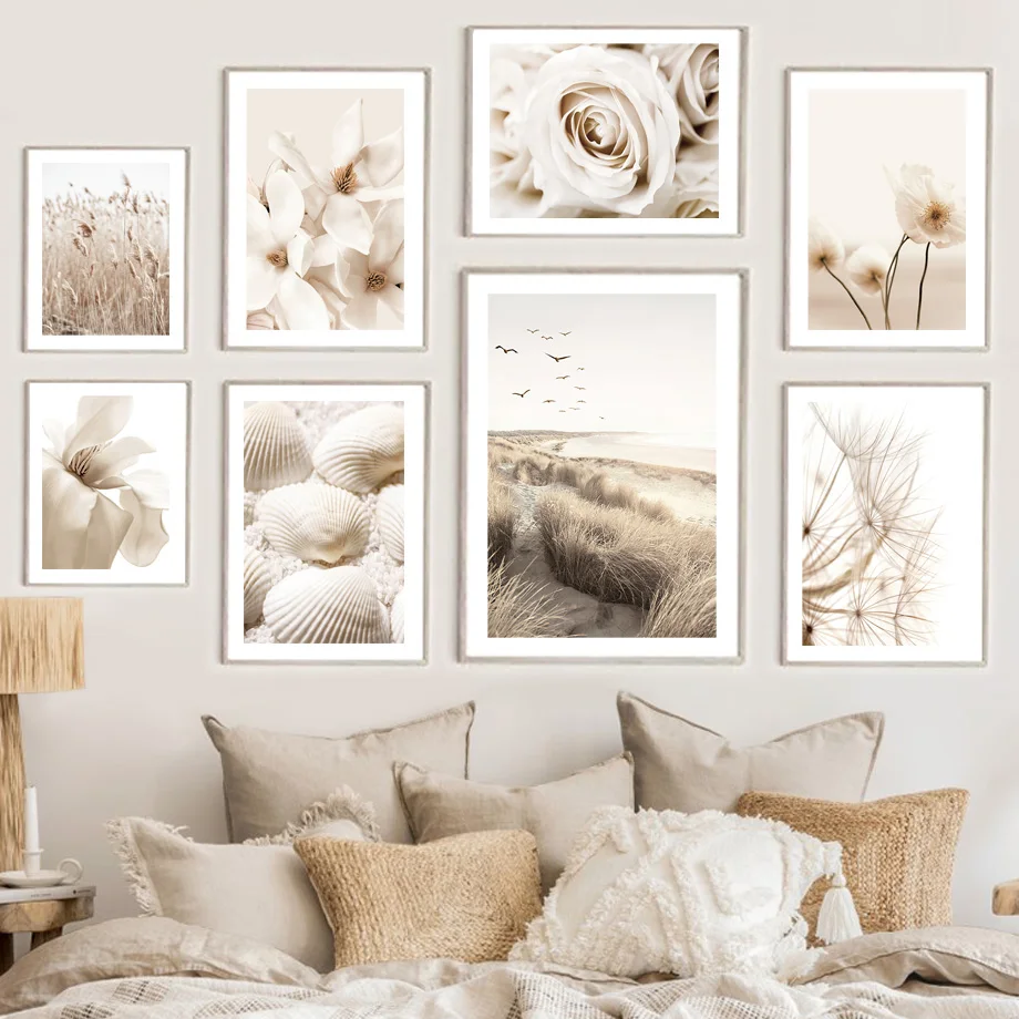 

Wall Art Print Canvas Painting Flower Dandelion Sunset Bird Beach Grass Shell Nordic Poster Wall Pictures For Living Room Decor