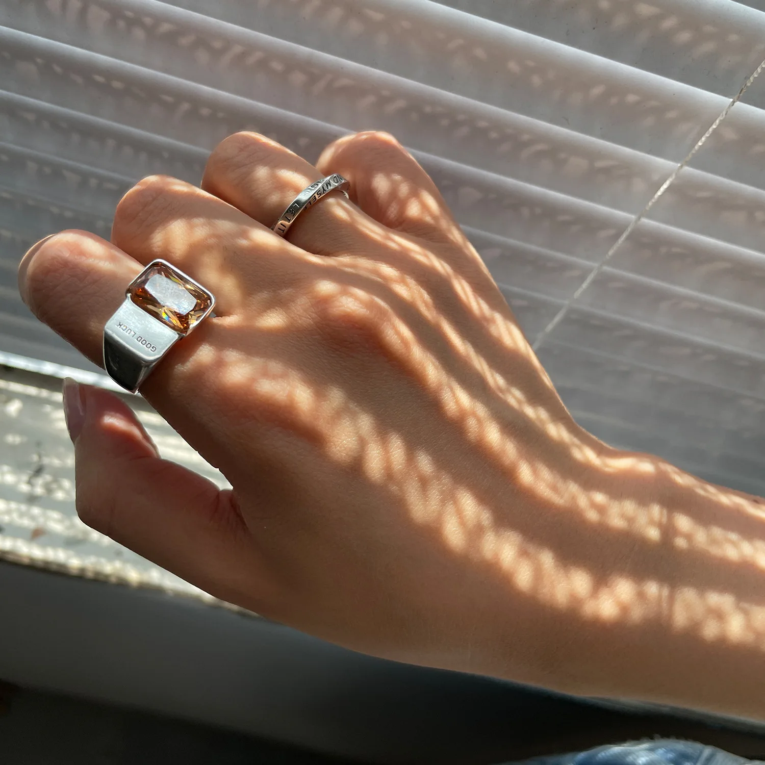 

Big Square Crystal Ring Vintage Silver Color Open Statement Rings For Women Trendy Hip Hop Party Finger-ring Jewelry Gift anillo