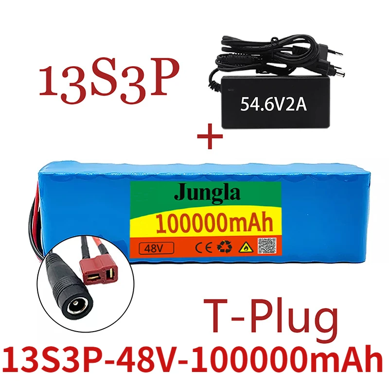 

48V100Ah 1000w 13S3P 48V комплект литий-ионный батарей 100000mah для электровелосипеда 54,6 v электрический велосипед скутер с BMS + зарядное устройство