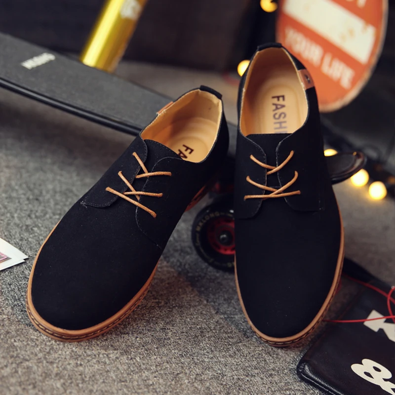 2022 Spring Suede Leather Men Shoes Oxford Casual Shoes Classic Sneakers Comfortable Footwear Dress Shoes Large Size Flats