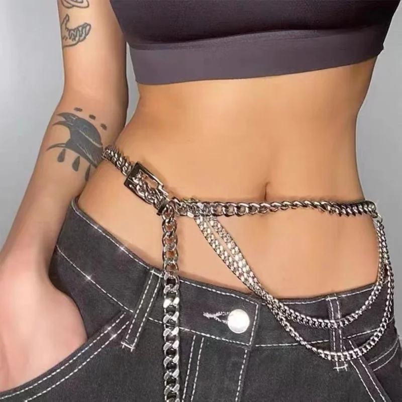 

2022 Trends Women's Metal Waist Chain Belt Punk Y2k Harajuku Gothic Harness Fashion Streetwear Clothes Jeans Dress Accessories