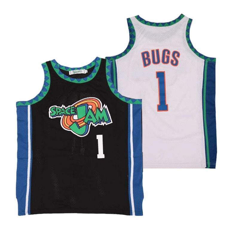 

Men Basketball Jerseys SPACE JAM 1# BUGS Jersey Sewing Embroidery Outdoor Sports Big Size WHITE BLACk 2023 New Accept custom