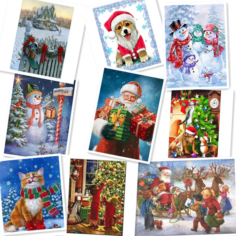 

Happy New Year Diamond Painting Santa Claus Diamond Inlaid Embroidery Handmade Art Painting Christmas Family Decoration 2023