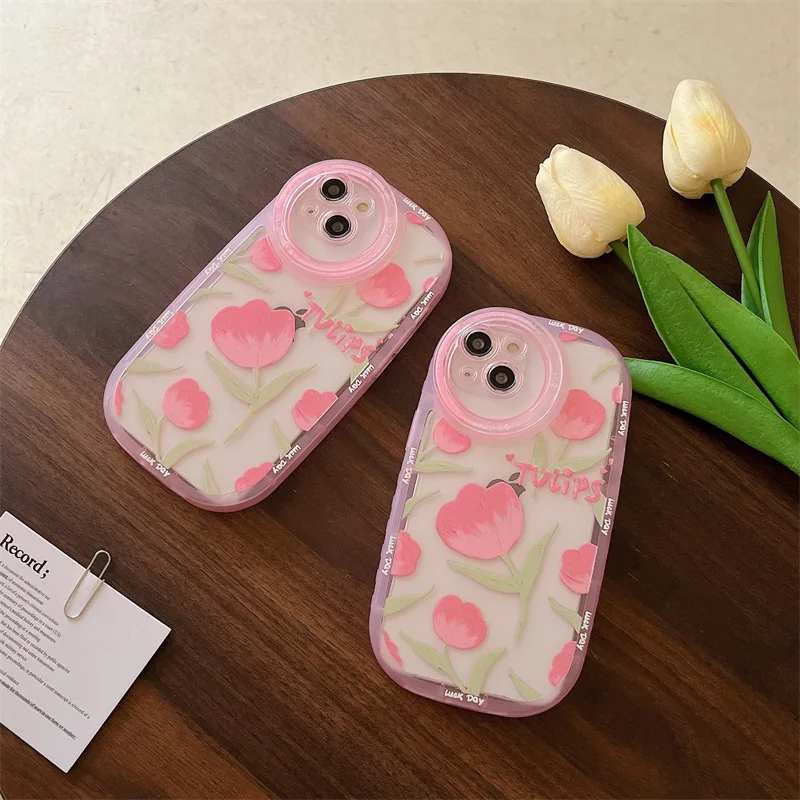 

Quicksand Camera Pink Tulip Flower Phone Case Cover for IPhone 14 Plus 11 12 13 14 Pro Max Shockproof Cases for IPhone 14 Case