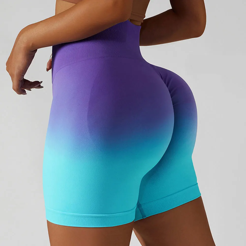 High Waist Yoga Pants Gradient Yoga Shorts Seamless Leggings Sport Women Fitness Sports Shorts Gym Leggings Workout Pants Women