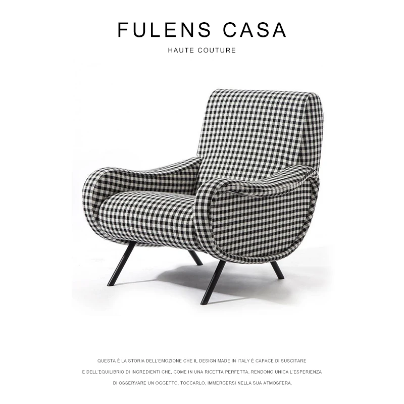

Custom fulens light luxury Italian fabric sofa chair, post-modern armrest, single leisure chair, designer back chair