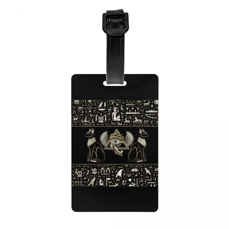 

Egyptian Cats Luggage Tags for Suitcases Funny Ancient Egypt Eye of Horus Baggage Tags Privacy Cover ID Label