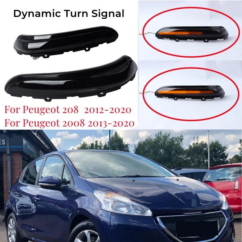 

For Peugeot 208 2008 - 2020 Citroen C3 Dynamic Turn Signal Light LED Side Mirror Indicator Blinker Light
