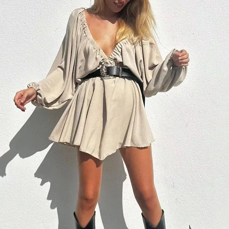 Осенняя новая сексуальная модная юбка Mikydely с длинным рукавом и глубоким