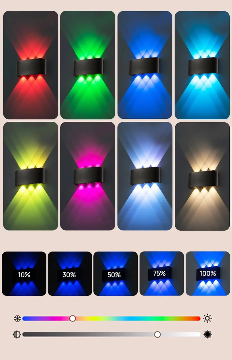 Умный RGB-светильник для улицы, настенный светильник с изменением цвета 2700K-6500K, управление через Wi-Fi приложение, свет направлен вверх и вниз (art.: 3920da3adf7ff) - 3920da3adf7ff