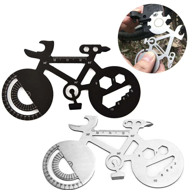 1Pcs Portable Bicycle Shape Wrench Outdoor Multi-purpose Keychain Bicycle Shape Camping Tools Repair Wrench Bike Repair Tool