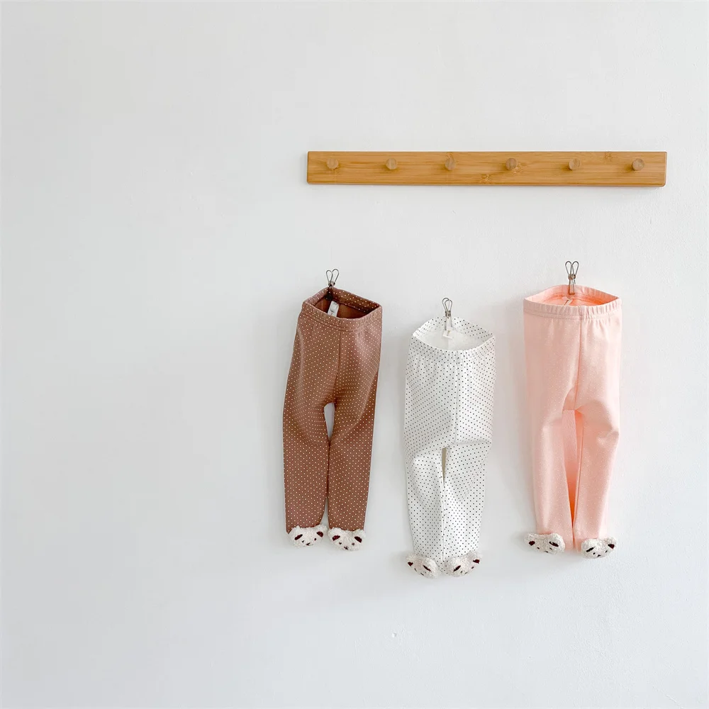 

2022 Spring and Autumn New Baby Girl Baby Polka Dot High Waist Leggings Cotton Cute Pants