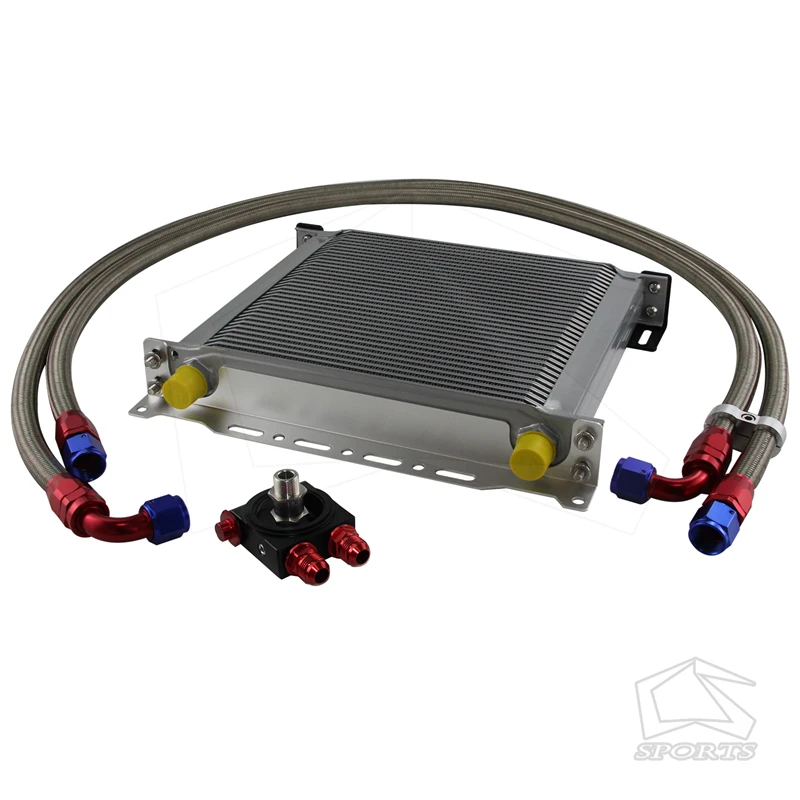 

Universal AN10 34 Row Oil Cooler + Thermostat 73degrees Sandwich Plate Kit