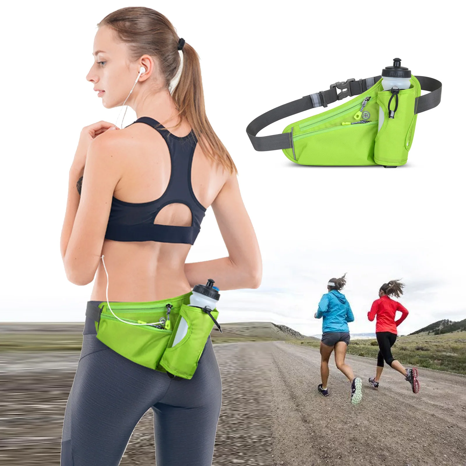 Поясная сумка для мужчин и женщин, Спортивная бананка с держателем для бутылки для воды, для бега, походов, фитнеса, велоспорта