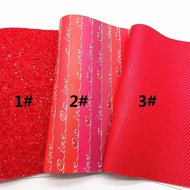 Красные блестящие кожаные листы с рисунком для влюбленных искусственная кожа