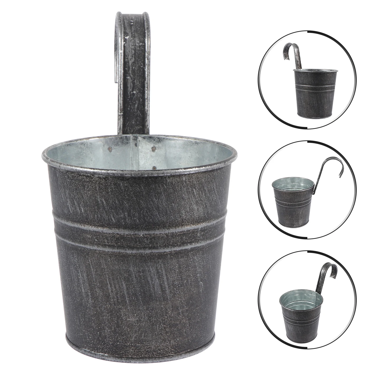 

Pots Flower Bucket Planter Wall Railing Balcony Hanging Fence Herb Farmhouse Hangerdeck Boxes Planters Rustic Galvanized Garden