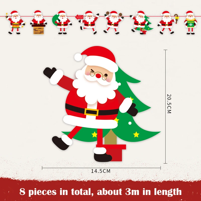 

Christmas Decorations Cartoon Flag Christmas Hanging Paper Colored Flag