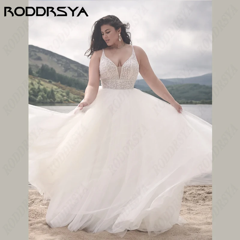 

RODDRSYA Spaghetti Straps Wedding Dresses For Women Backless Sleeveless Robe De Mariée A-line Lace Appliques Bridal Gowns Boho