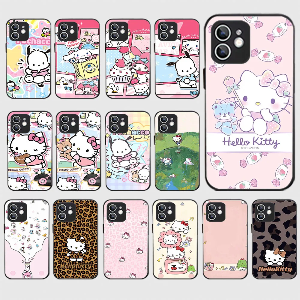 Черный силиконовый чехол WEA-18 Hello Kitty Cat для Xiaomi 11t Mi 10 10t 9t A2 A3 S2 Poco X6 Note Pro Lite