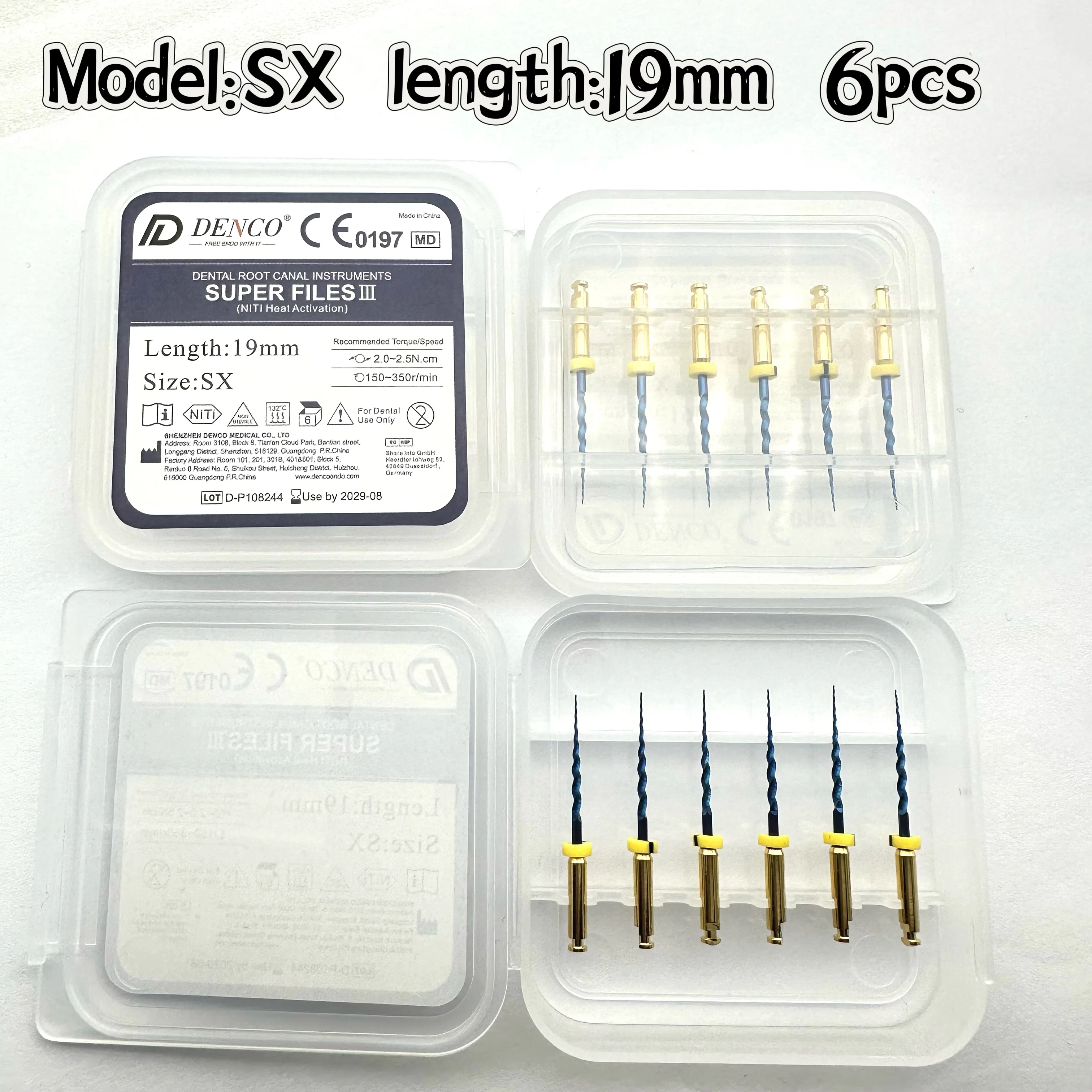 Фото DENCO Dental Rotary Endo File Super Roots Canal SX открытые файлы эндодонтический инструмент Niti Memory Engine Использование protaper №4