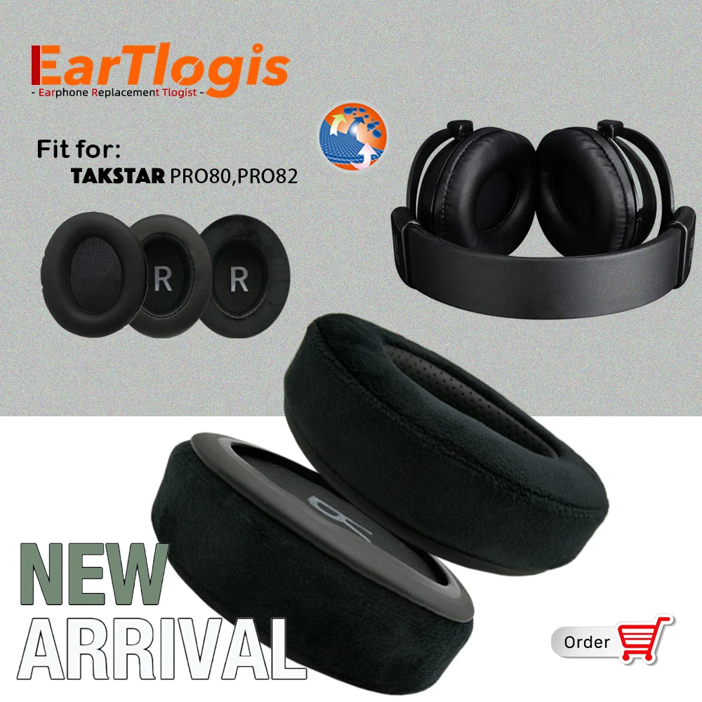 

EarTlogis Replacement Ear Pads for Takstar PRO80 PRO82 Headphones Thicken Memory Foam Cushions Oval Headset Earmuff Earpads