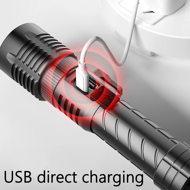 Outdoor Lighting Strong Light Flashlight Emergency Rescue 26650 Flashlight Household USB Charging P50