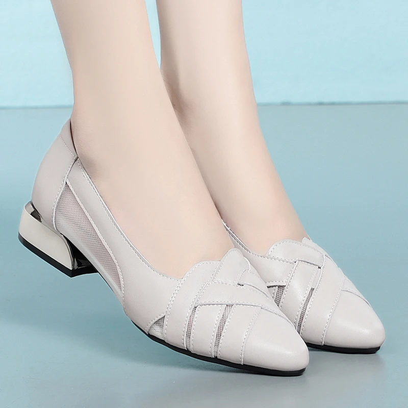 DIMANYU Mesh Shoes Women 2023 New Genuine Leather Women Shoes Large Size 41 42 43 Openwork Anti-slip Women Shoes