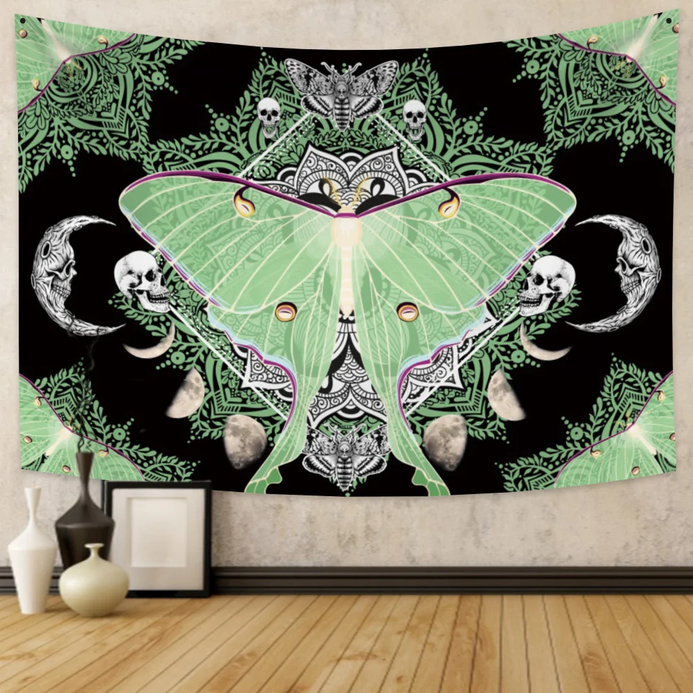Настенный гобелен с изображением бабочки моли цветов черепа для дома гостиной |
