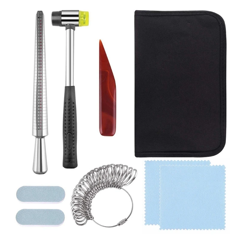 

9 шт. кольцо Sizer Guage ювелирные изделия молоток оправка Размер кольца измерительные инструменты