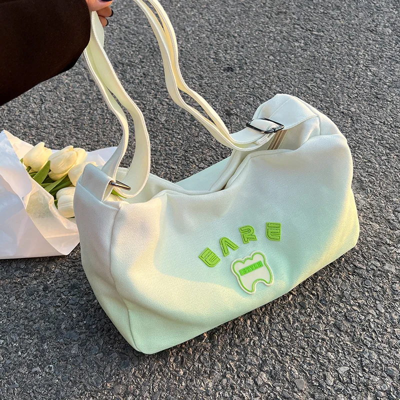 Women Gradual Canvas Tote Bag Female Large Capacity Shoulder Shopper Bag Korean Ins Cloth Crossbody Bag Zipper Messenger Handbag