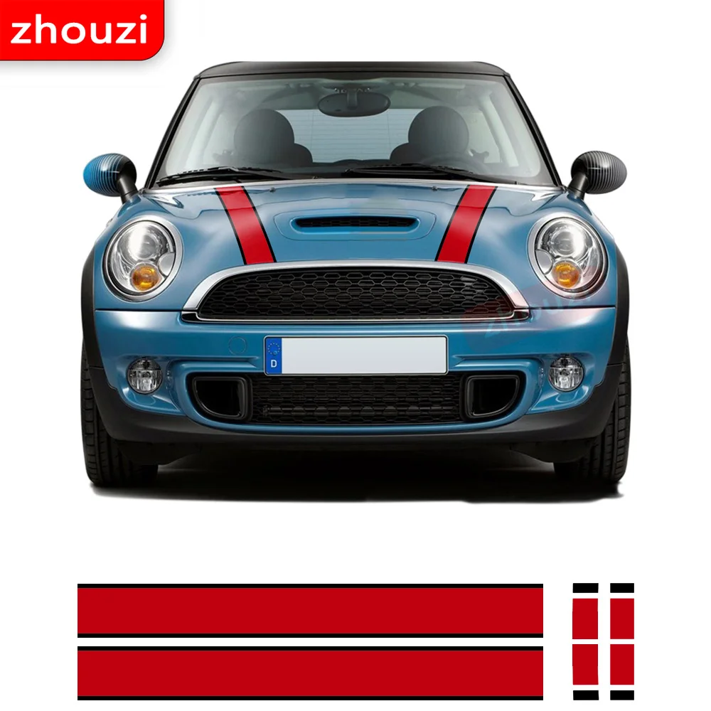 

For Mini Cooper R56 2007-2013 Hatchback Car Styling Hood Bonnet Rear Trunk Stripes Engine Cover Vinyl Decal Mixed Colors Sticker