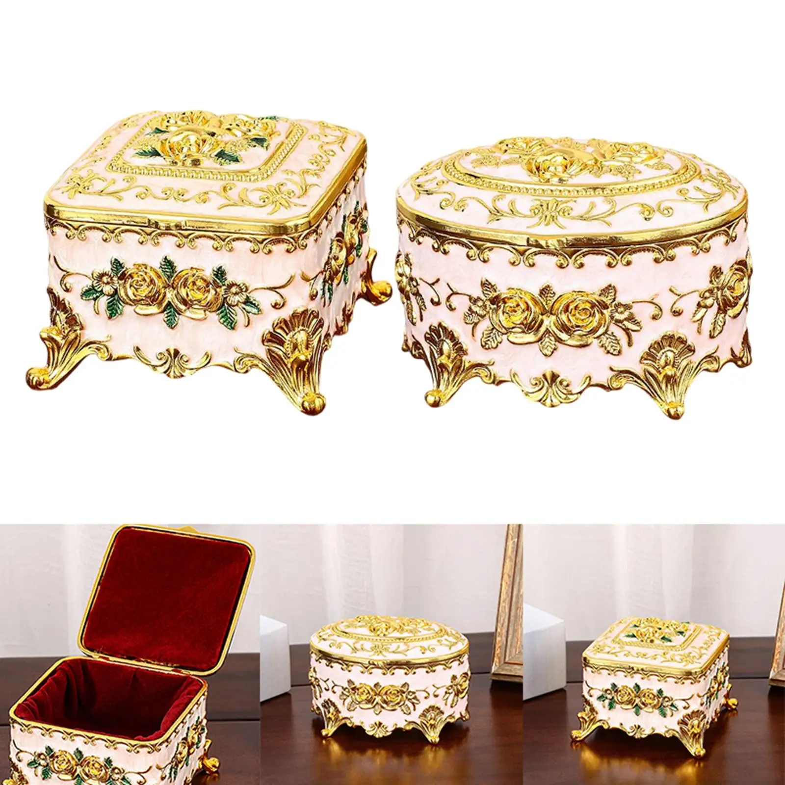 Ornate Decorative Metal Crafts European Style Storage Box Treasure Chest Ring Necklace Small Gift Box