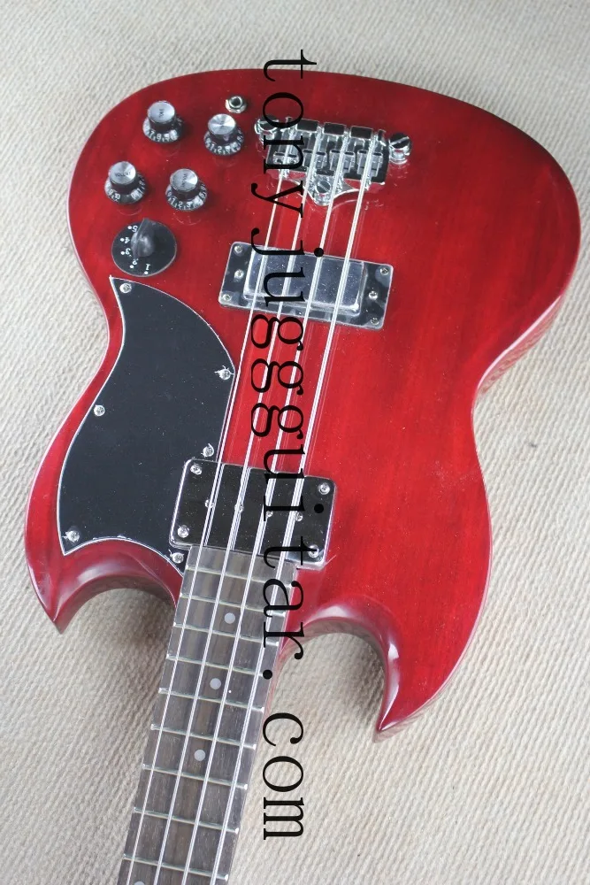 

Angus Young 4 Strings Cherry SG Double Cutway Electric Bass Guitar, 5 Toggle Switch, Chrome Hardware,Free Shipping