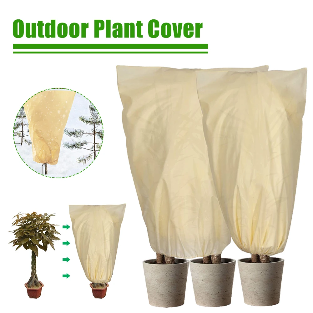 

Outdoor Plant Cover Winter Warm Non-Woven Tree Shrub Plant Cover Bag Freeze Frost Protection for Cold Weather Yard Garden 5 Size