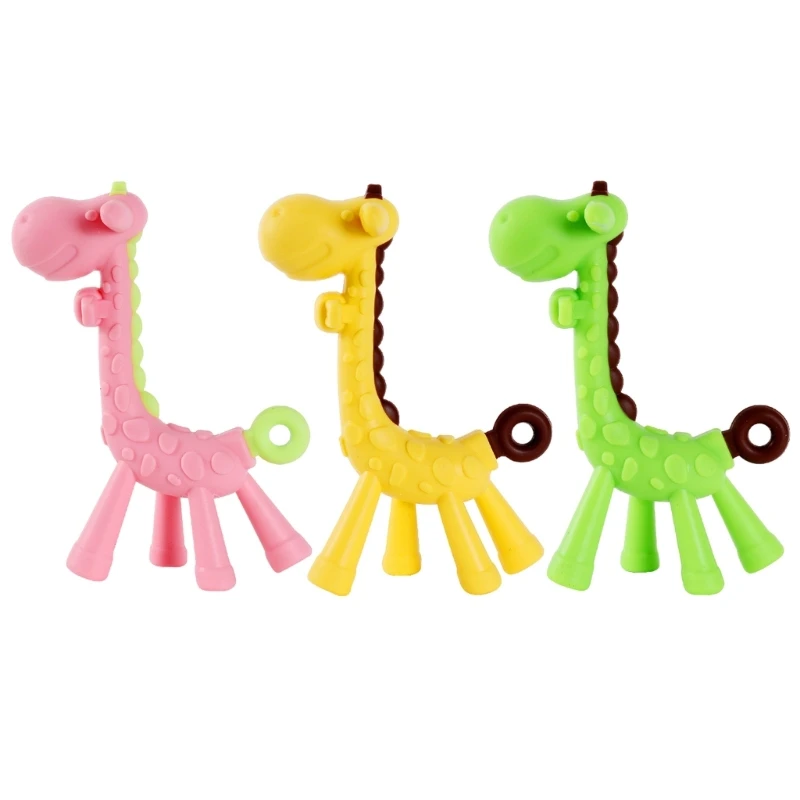 Nursing Teether Toy Infant Molar Rod Toddler Teething Toy Giraffe Animal Chewing Toy for Baby Bite Free Sensory Pacifier QX2D