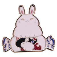 cute animal candy enamel pins pretty rabbit brooches clothes backpack lapel badges fashion jewelry accessories for kids gifts