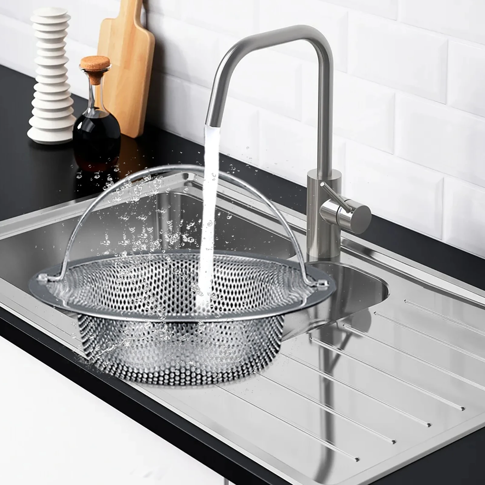 

S/L Kitchen Sink Strainer Mesh Sink Drain Basket Kitchen Sink Strainer Basket Durable Stainless Steel Kitchen Sink Drain Basket