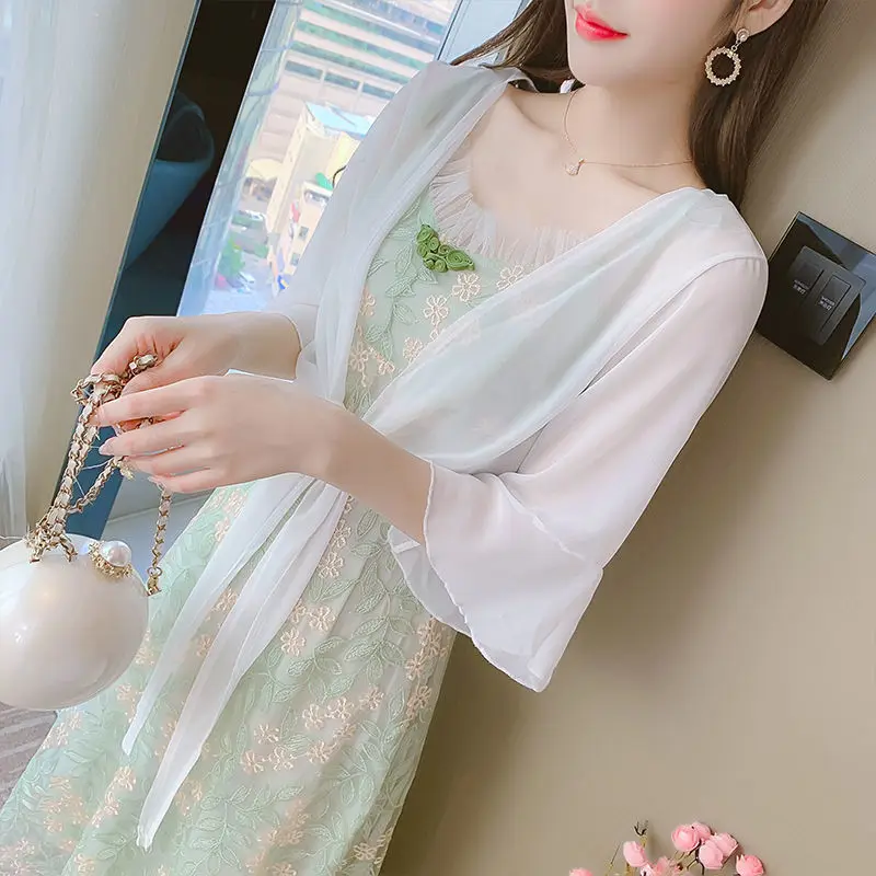 

Women Clothing 2022 Female Summer Thin Section Short Sun Protection Clothing Half Sleeve Shawl Chiffon Cardigan Coat E36