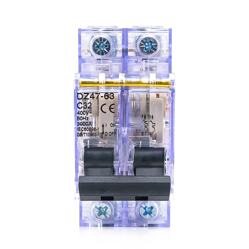 

DZ47-63 Прозрачный миниатюрный автоматический выключатель 16-63A 1P/2P/3P/4P для крепления на DIN-рейку с защитой от перегрузки для дома (1 шт.)