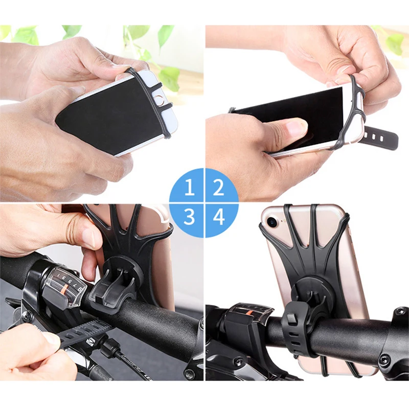 motorcycle mobile phone holder 360 degree rotatable silicone motocycle bike handlebar stand mount bracket moto accessories free global shipping