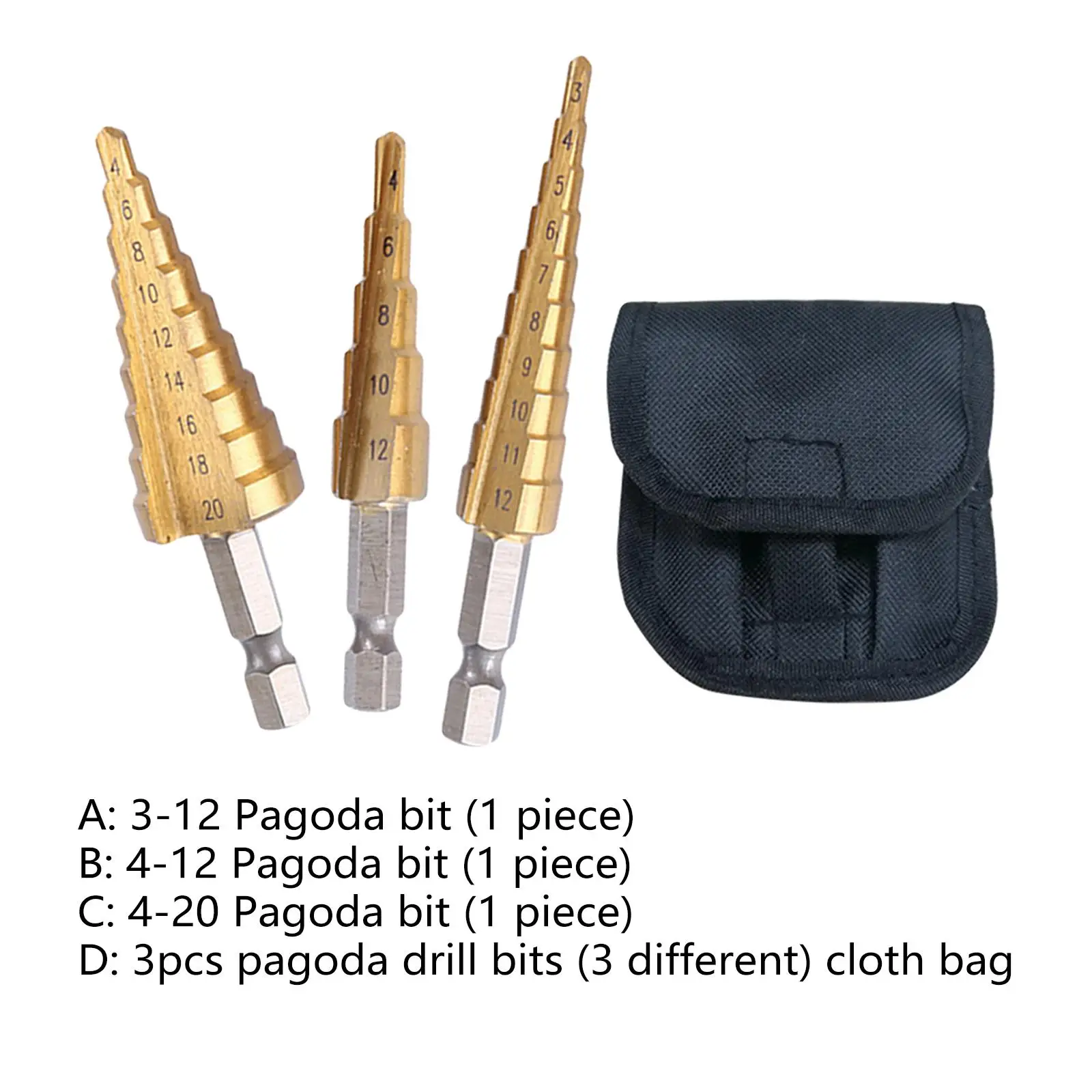 

Step Drill Bit Drilling Titanium Coated Straight Groove Cutter Portable Tool Set for Industrial Wood Plastic Woodwork Metal