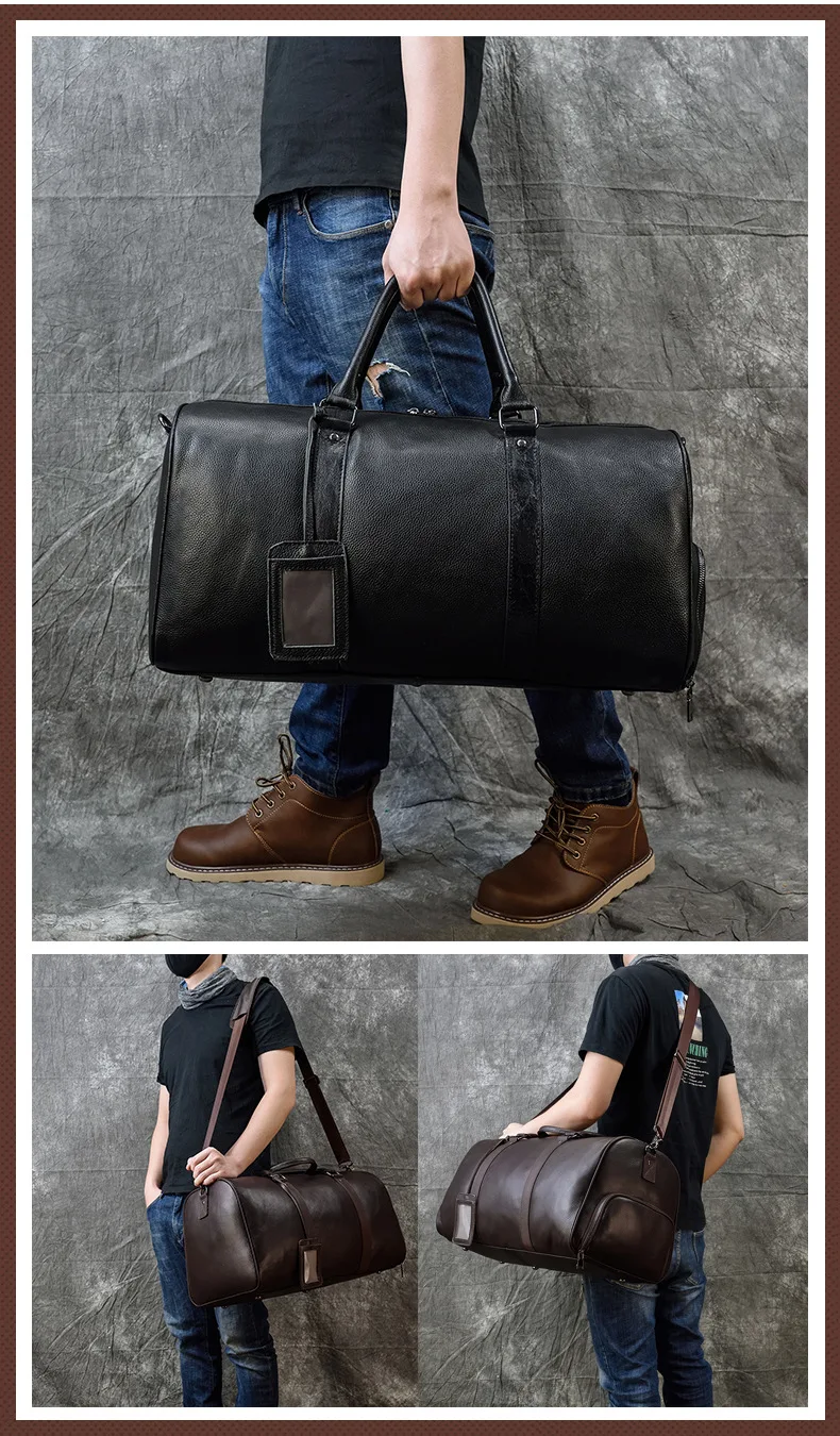 Большая вместительная дорожная сумка из натуральной кожи мужские и женские