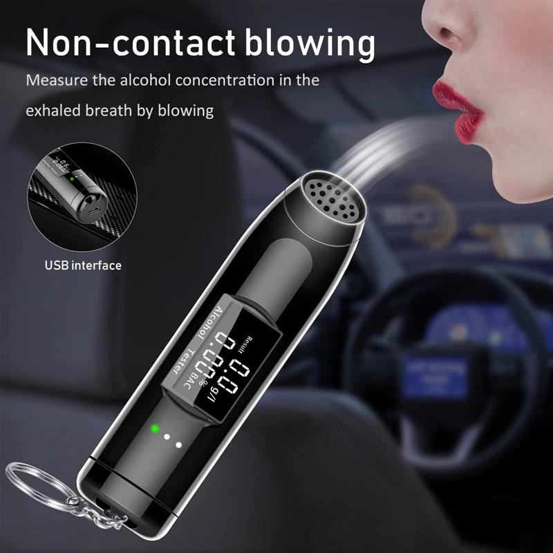 

Breathalyser Tester Accuracy Detector With LCD Display Rechargeable Digital Breathalyser Prevention Drunk For Driving